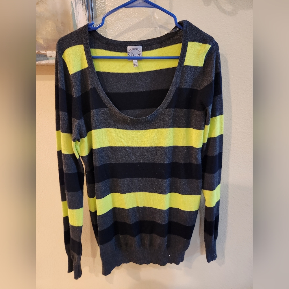 Green, gray and black sweater
